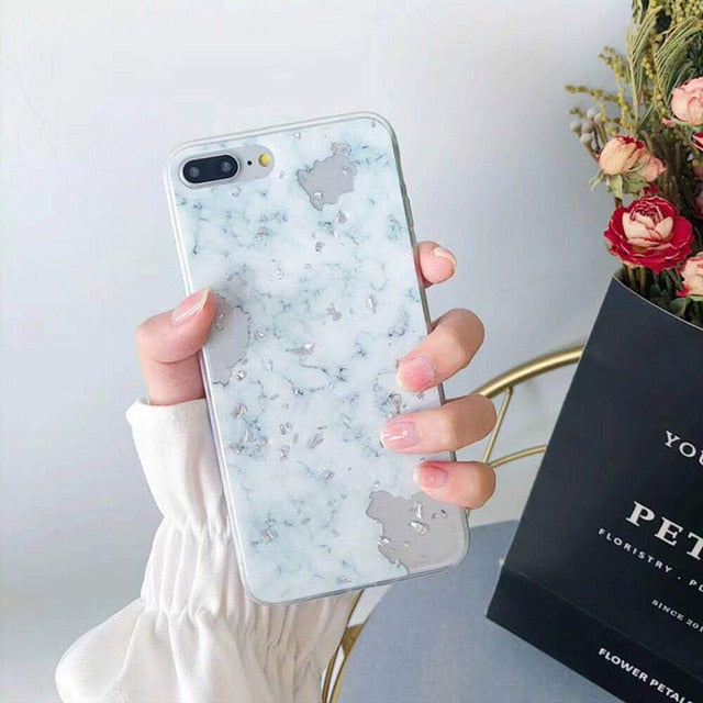 Luxury Gold Foil Marble Case For iPhone